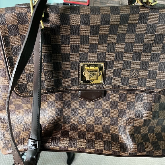 Louis Vuitton Brown Damier Ebene Satchel with Gold Hardware - Picture 5 of 5